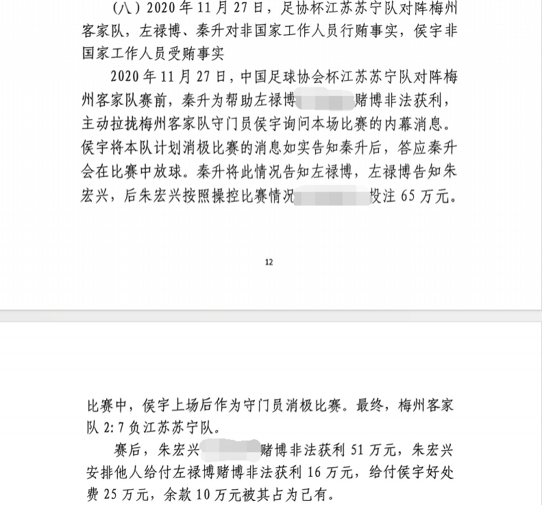 網(wǎng)傳判決書：足協(xié)杯梅州2-7江蘇，梅州門將侯宇收25萬消極比賽