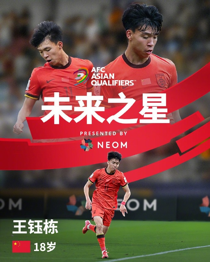 亞洲杯官方社媒發(fā)布王鈺棟個(gè)人海報(bào)：青年軍的旗幟，飄揚(yáng)在前哨